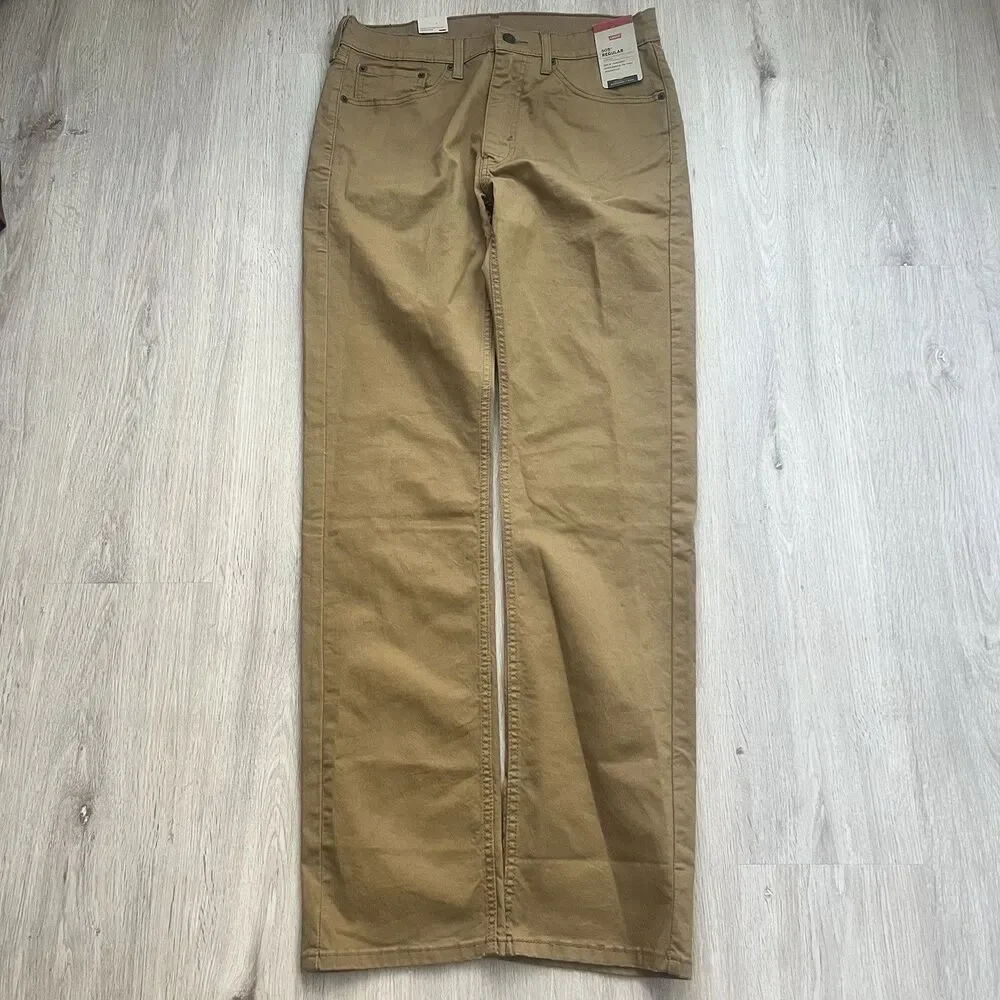 Levis 505 Regular Jeans Mens 31x34 Regular Fit Straight Leg Mustard Brown NWT